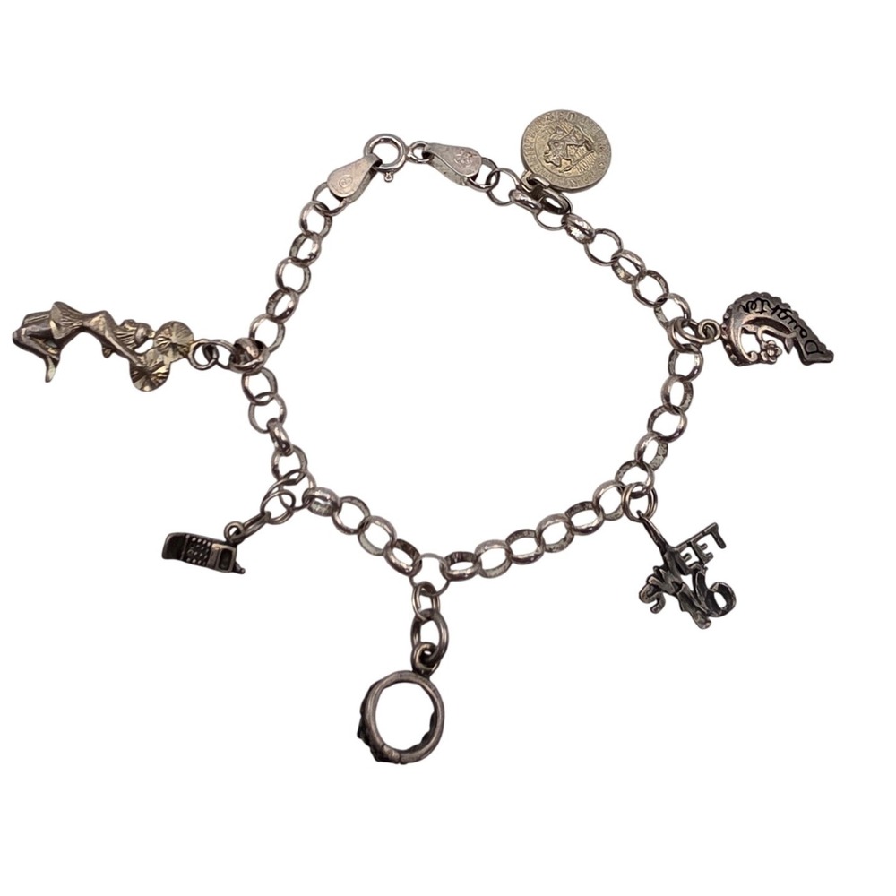 Sterling Silver 925 Charm Bracelet Sweet 16 Daughter Cheerleader Cell Phone 9.9g